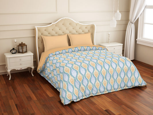 Ornate Light Blue 100% Cotton Shell Double Quilt / AC Comforter - Atrium Plus By Spaces