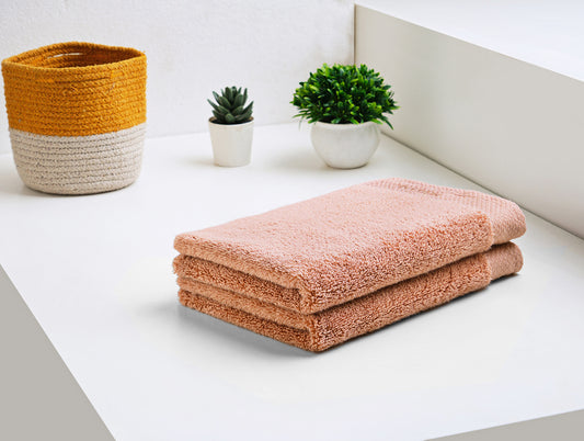Rose Tan - Blush 2 Piece 100% Egyptian Cotton Hand Towel - Luxury Egyption Cotton By Spaces