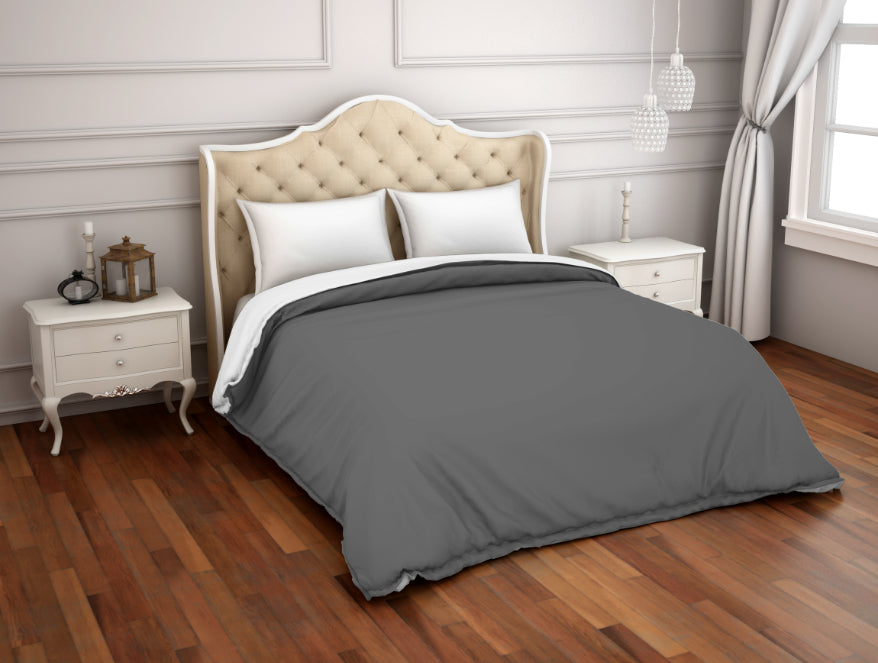 Solid Grey Hygro Cotton Double Duvet Cover - Hygro By Spaces