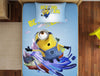 Character Ice Blue - Light Blue 100% Cotton Single Bedsheet - Virtual Nature Minions By Spaces