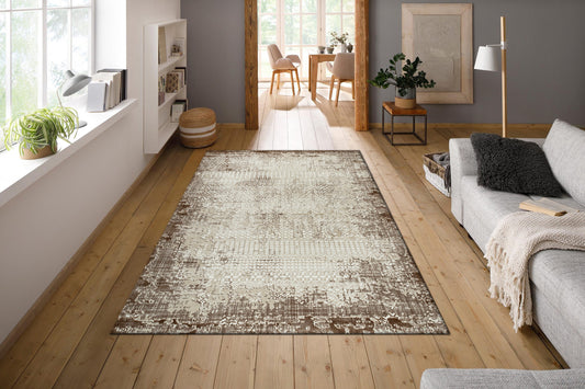 Brown Multilayer Texture Soft Polyester Woven Carpet - Alora By Spaces