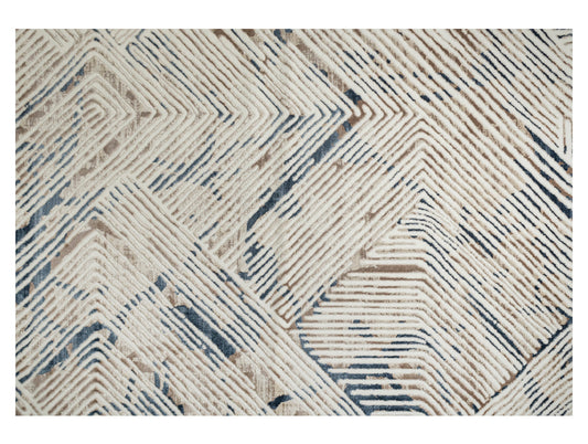 Blue Multilayer Texture Soft Polyester Woven Carpet - Alora By Spaces
