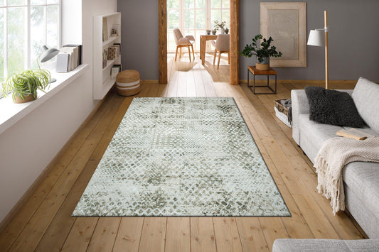 Green Multilayer Texture Soft Polyester Woven Carpet - Aria By Spaces