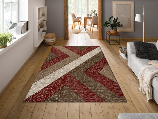 Red Plush Feel Polypropylene Woven Carpet - Idika By Spaces