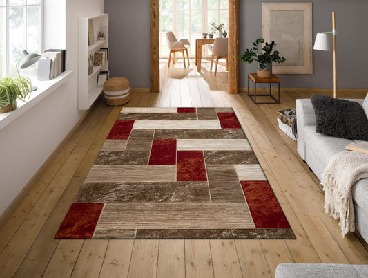 Rust Plush Feel Polypropylene Woven Carpet - Idika By Spaces
