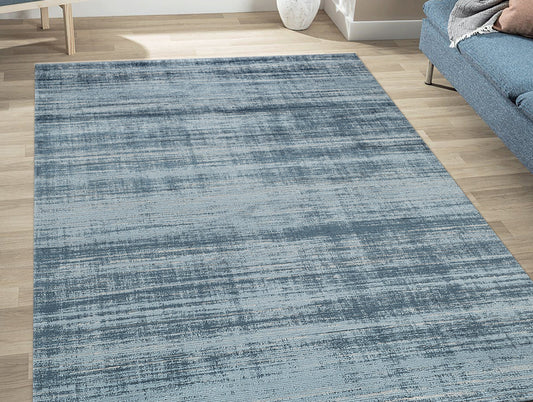 Blue Plush Feel Acrylic Woven Carpet - Grace By Spaces