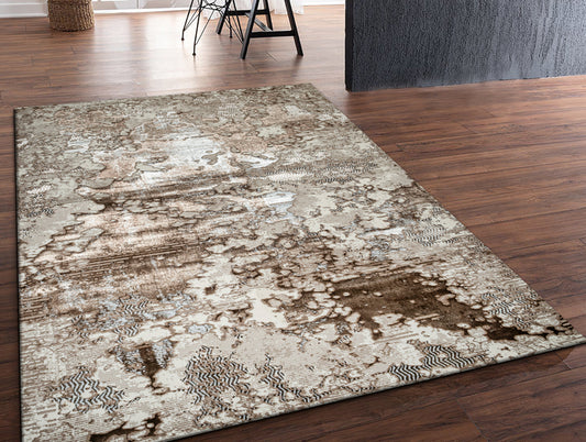 Brown Multilayer Texture Soft Polyester Woven Carpet - Nerissa By Spaces