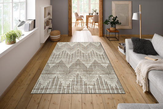 Brown Multilayer Texture Soft Polyester Woven Carpet - Nerissa By Spaces