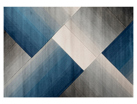 Blue Multilayer Texture Polypropylene Woven Carpet - Meraki By Spaces
