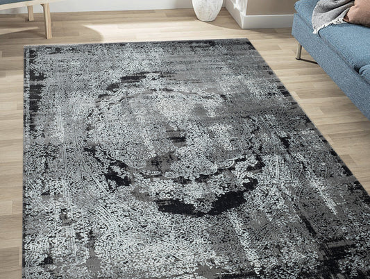 Dark Grey Multilayer Texture Soft Polyester Woven Carpet - Emrin By Spaces