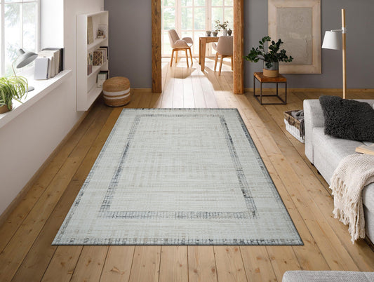 White Multilayer Texture Polypropylene Woven Carpet - Elayne By Spaces