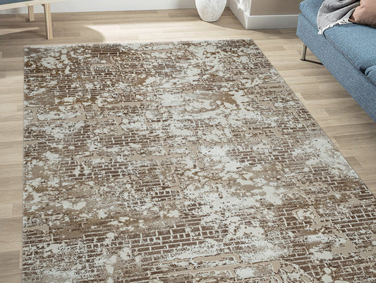 Light Brown Multilayer Texture Polypropylene Woven Carpet - Elayne By Spaces