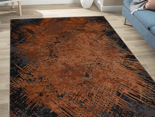 Rust Plush Feel Polypropylene Woven Carpet - Iva By Spaces