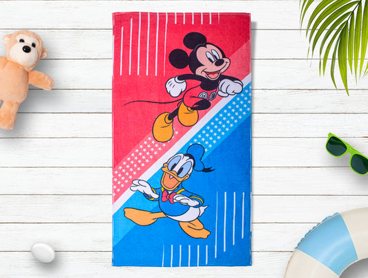 Red 100% Cotton Bath Towel - Disney Mickey/Donald Duck By Spaces