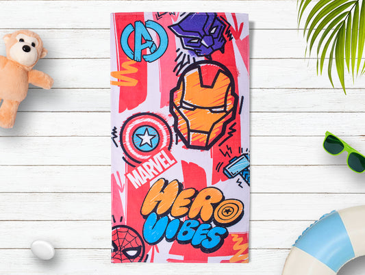 Lucent White - White 100% Cotton Bath Towel - Marvel Avengers By Spaces