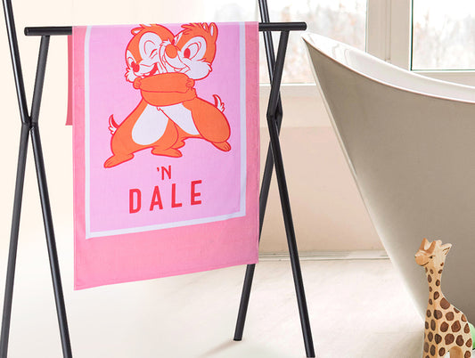 Marys Rose - Pink 100% Cotton Bath Towel - Disney Chip N Dale By Spaces