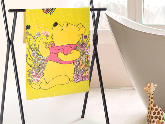 Canary Yellow - Light Yellow 100% Cotton Bath Towel - Disney Pooh By Spaces
