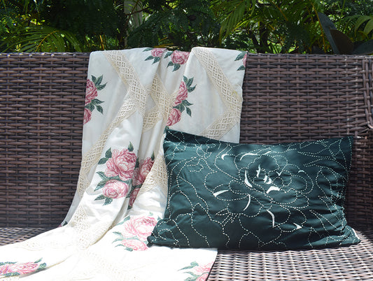 Floral Green 100% Cotton Cushion Covers - Courtyard By Spun