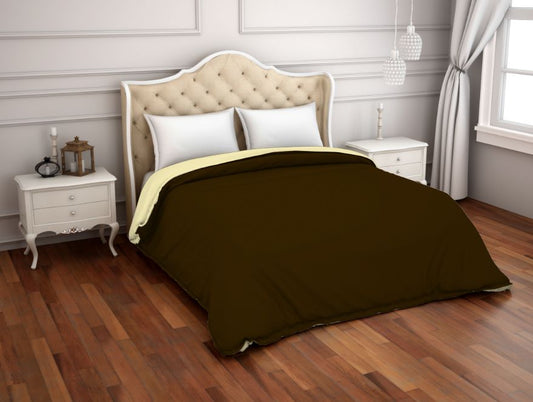Solid Chocolate/Cream - Dark Brown 100% Cotton Shell Double Quilt / AC Comforter - Hygro By Spaces