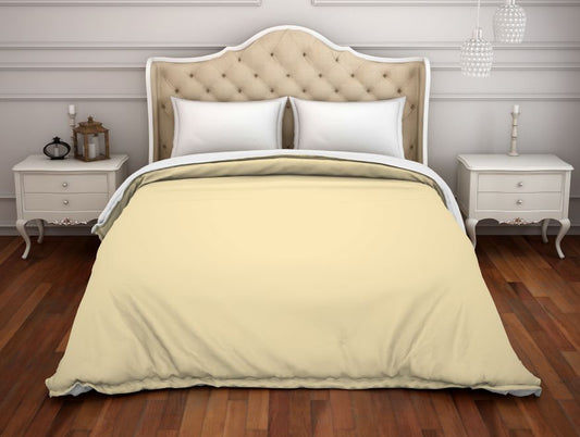 Solid Cream - Light Yellow 100% Cotton Double Duvet Cover - Hygro By Spaces