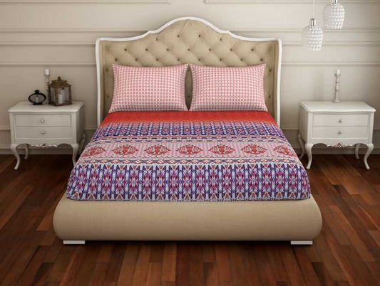 Abstract Red 100% Cotton Double Bedsheet - Atrium Plus By Spaces