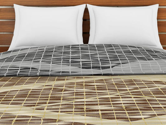 Geometric Brown 100% Cotton Shell Double Quilt / AC Comforter - Atrium Plus By Spaces