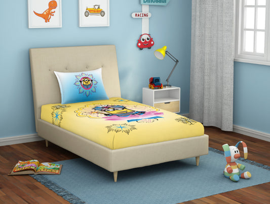 Universal Masala Minions Yellow 100% Cotton Single Bedsheet - By Spaces