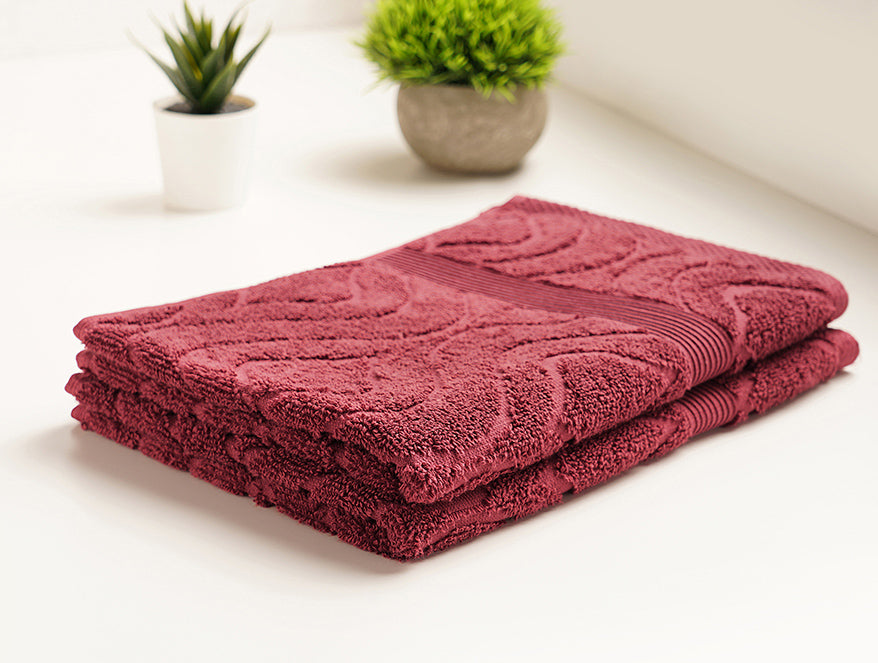Buy Red 2 Piece 100% Cotton Hand Towel Set By Jamevar Online