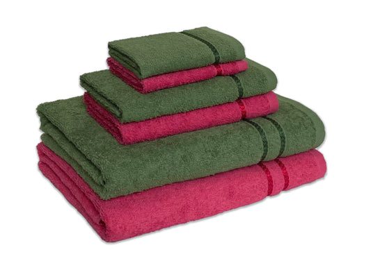 Green/Coral 6 Piece 100% Cotton Towel Set - Seasons Best Qd By Spaces