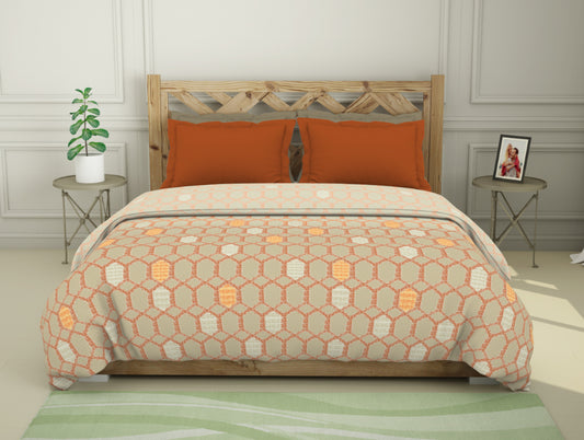 Geometric Exoberance - Orange 100% Cotton Shell Double Quilt / AC Comforter - Blockbuster Plus By Spaces