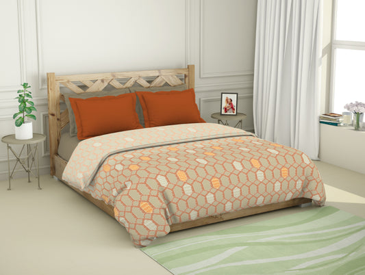 Geometric Exoberance - Orange 100% Cotton Shell Double Quilt / AC Comforter - Blockbuster Plus By Spaces