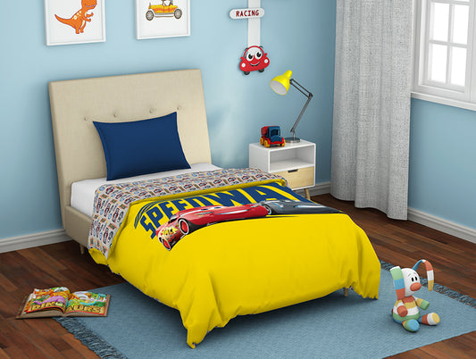 Disney Cars Yellow 100% Cotton Shell Single Quilt / AC Comforter - By Spaces