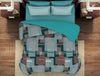 Geometric Teal - Blue 100% Cotton Shell Double Quilt / AC Comforter - Geostance By Spaces