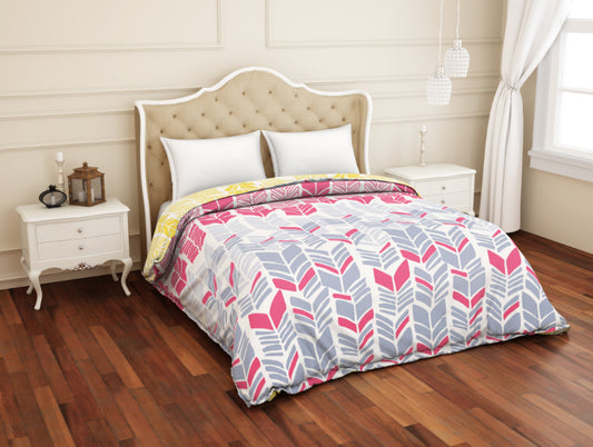 Geometric Pink 100% Cotton Shell Double Quilt / AC Comforter - Atrium Plus By Spaces