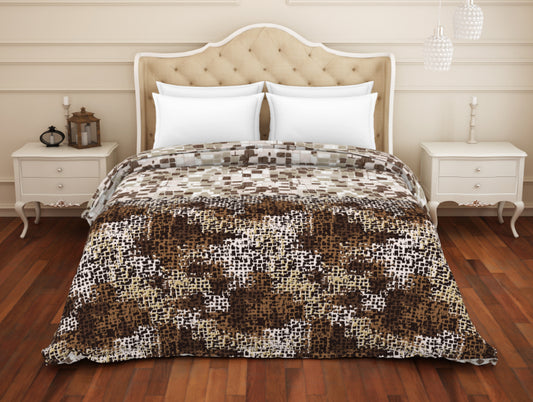 Abstract Brown 100% Cotton Shell Double Quilt / AC Comforter - Atrium Plus By Spaces