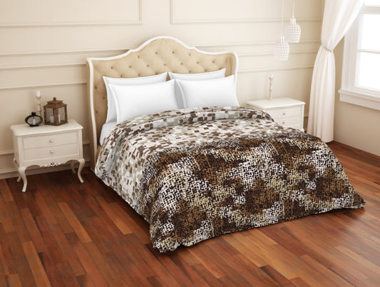 Abstract Brown 100% Cotton Shell Double Quilt / AC Comforter - Atrium Plus By Spaces