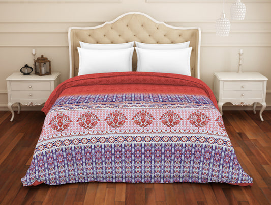 Ornate Red 100% Cotton Shell Double Quilt / AC Comforter - Atrium Plus By Spaces
