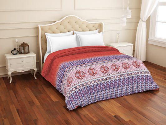 Ornate Red 100% Cotton Shell Double Quilt / AC Comforter - Atrium Plus By Spaces