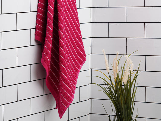 Cherry - Dark Red 100% Cotton Bath Towel - 2-In-1 By Welspun
