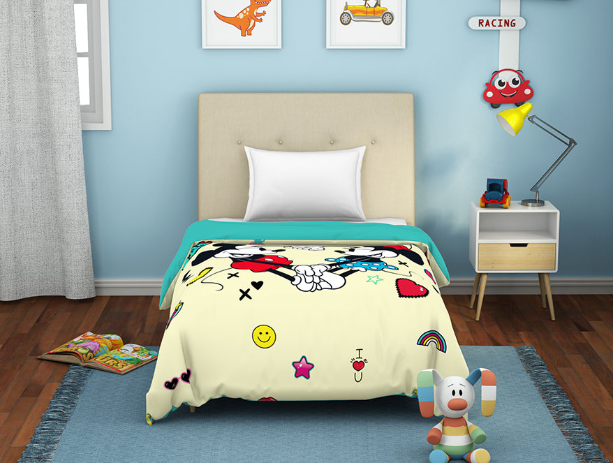 Character Cream-Light Yellow 100% Cotton Single Dohar - Disney Mickey By Spaces