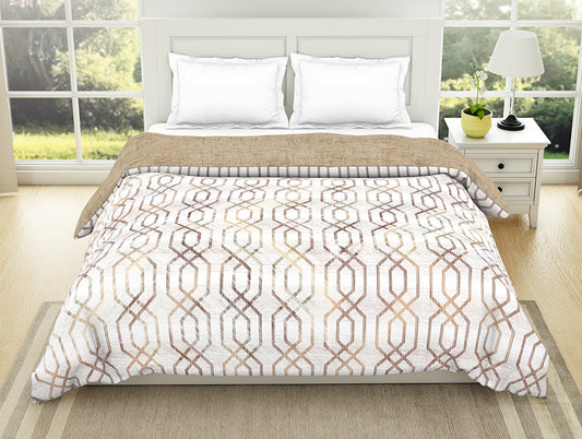 Geometric Brown/Cream 100% Organic Cotton Shell Double Quilt / AC Comforter - Organic Cotton By Spaces-1052064