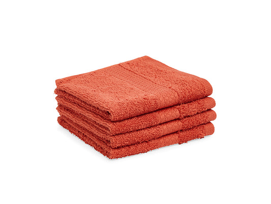Poinciana-Red 4 Piece 100% Cotton Face Towel - Colorfas By Spaces