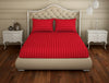 Stripe Red 100% Cotton King Fitted Sheet - Skyrise By Spaces