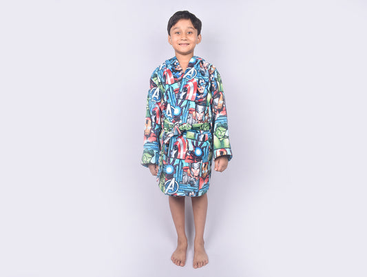 Marvel Avengers Blue 100% Cotton Small Bath Robe - By Spaces