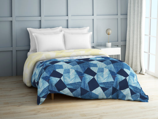 Geometric Blue 100% Cotton Shell Double Quilt / AC Comforter - Deconstructed By Spaces
