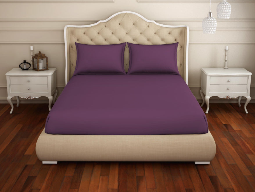 Solid Phiox-Dark Violet Cotton Rich Large Bedsheet - Raang By Welspun
