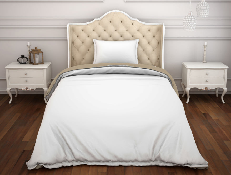 Solid White/Taupe 100% Cotton Shell Single Quilt / AC Comforter - Hygro By Spaces