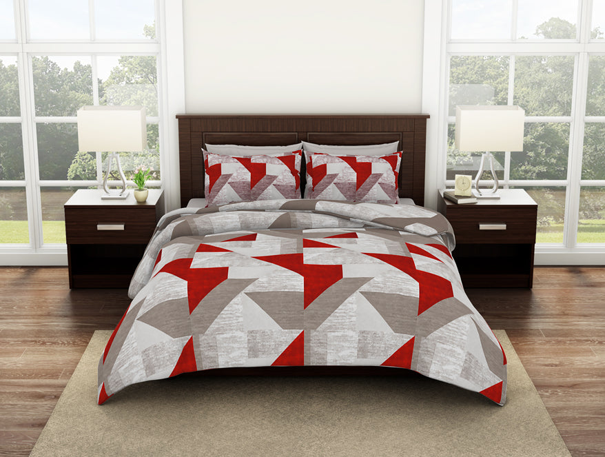 Geometric Stucco-Light Brown 100% Cotton Double Bedsheet - Geostance By Spaces