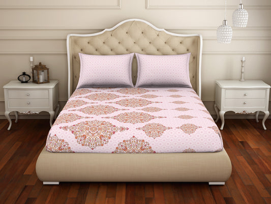 Welspun Anti Bacterial 100% Cotton Double Bedsheet-Pink Marshmallow