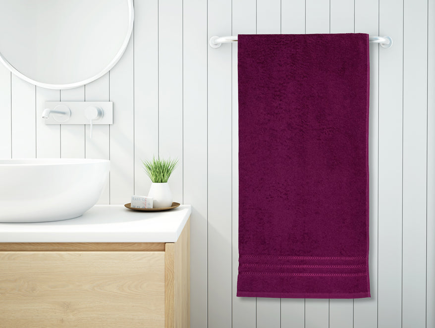 Magenta  100% Cotton Large Towel - Quik Dry By Welspun